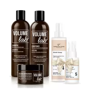 Komplett Volume Lab-set + GÅVA: Silk Therapy-set (satin silkespray med värme- och UV-skydd och reparerande ceramidolja)