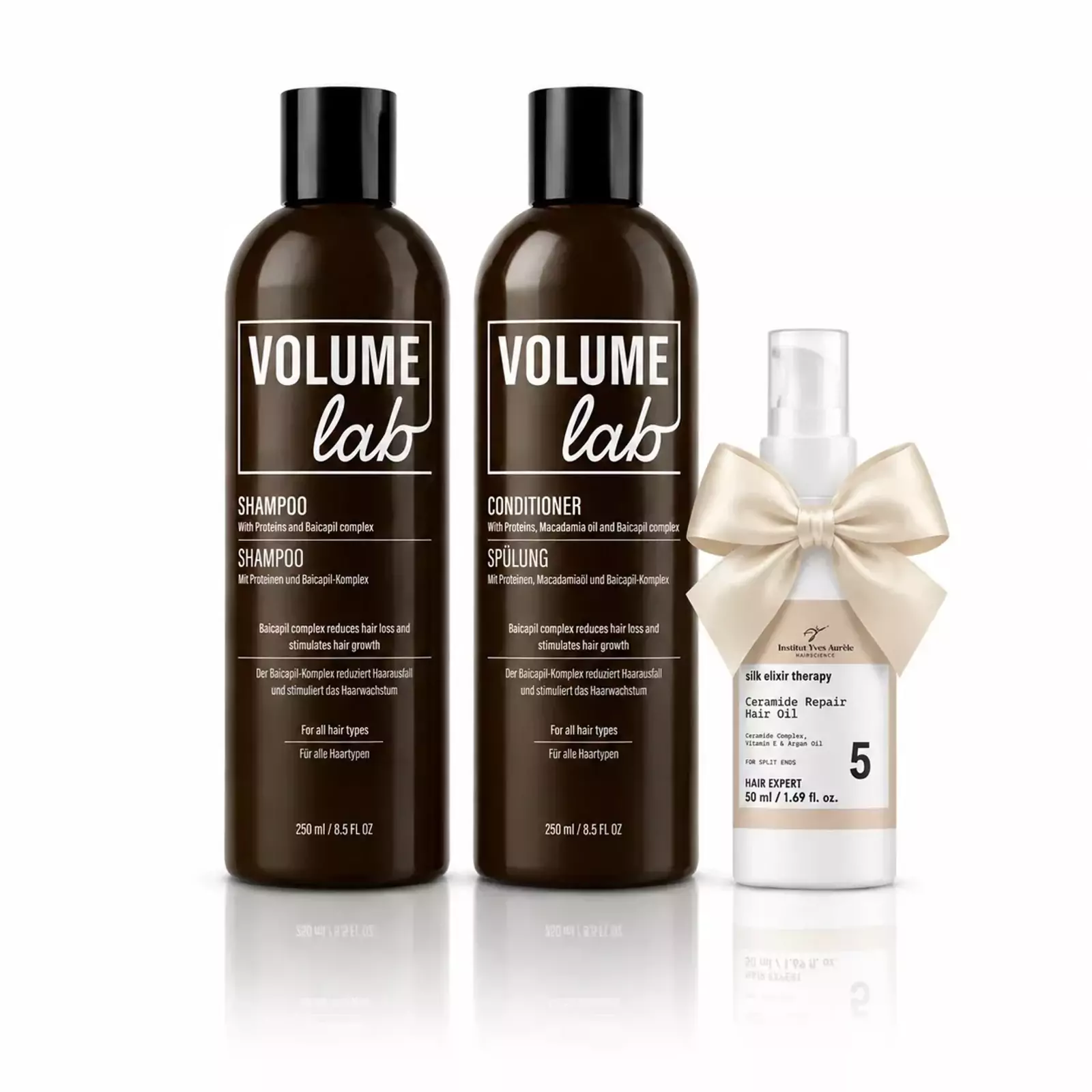 Volume Lab-kit för minskat håravfall och ökad hårväxt: Schampo och Balsam + PRESENT (Lyxig ceramidolja för återställning av skadat hår)! Volume Lab-kit för minskat håravfall och ökad hårväxt: Schampo och Balsam + PRESENT (Lyxig ceramidolja för återställning av skadat hår)!