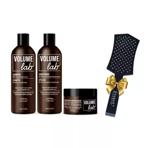 Volume Lab hela uppsättningen: Shampoo, Conditioner och Mask + Present: exklusiv hårborste