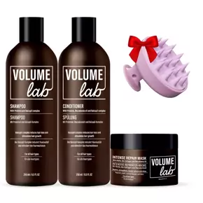Volume Lab hela uppsättningen: Shampoo, Conditioner, Mask + GÅVA: Massageborste för hårbotten
