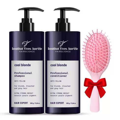 Hårbehandling som neutraliserar gula toner: Shampoo (500ml) och Conditioner (500 ml)